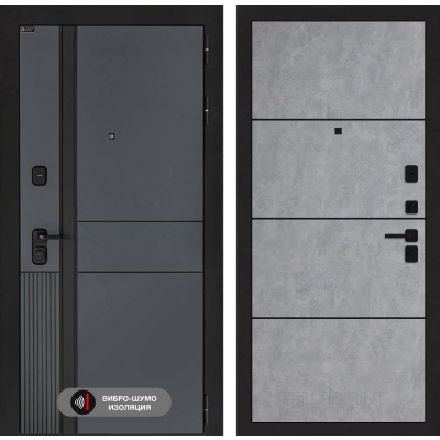 Входная дверь EVOLAB 25 - Бетон светлый, черный молдинг