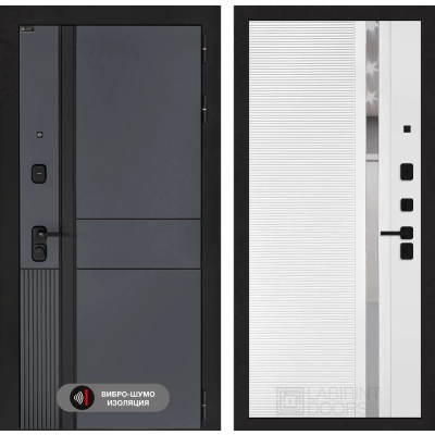 Входная дверь EVOLAB 31 - Белый софт, зеркальная вставка с тонировкой