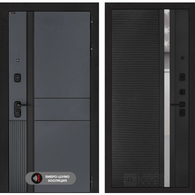 Входная дверь EVOLAB 31 - Черный кварц, зеркальная вставка с тонировкой