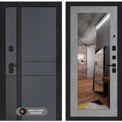 Входная дверь EVOLAB с Зеркалом 18 - Бетон светлый