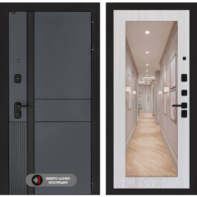 Входная дверь EVOLAB с Зеркалом 18 - Сандал белый