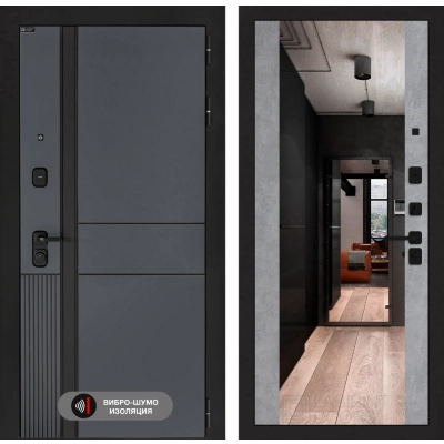 Входная дверь EVOLAB с Зеркалом Максимум - Бетон светлый