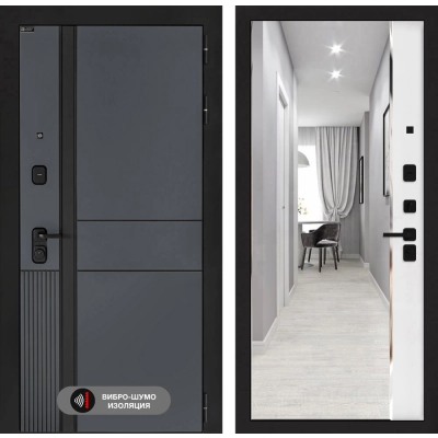 Входная дверь EVOLAB с зеркалом Панорама - Белый софт