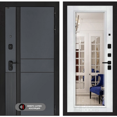 Входная дверь EVOLAB с Зеркалом Фацет - Белый софт