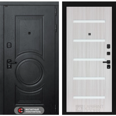 Входная дверь GRAND 01 - Сандал белый, стекло белое