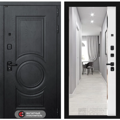 Входная дверь GRAND с зеркалом Панорама - Белый софт