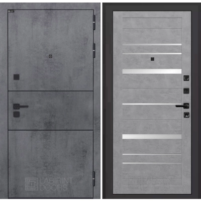 Входная дверь INFINITY 20 - Бетон светлый, зеркальные вставки