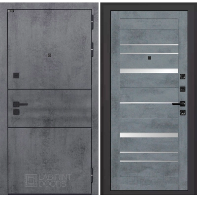 Входная дверь INFINITY 20 - Бетон темный, зеркальные вставки