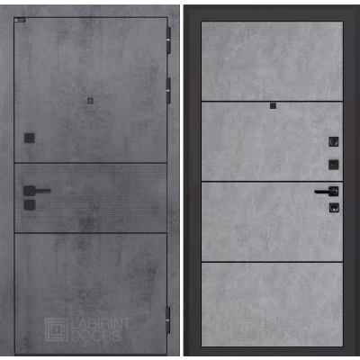 Входная дверь INFINITY 25 - Бетон светлый, черный молдинг