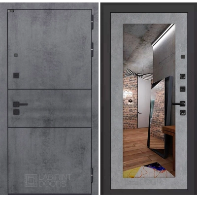 Входная дверь INFINITY с Зеркалом 18 - Бетон светлый