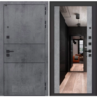 Входная дверь INFINITY с Зеркалом Максимум - Бетон светлый