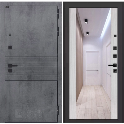 Входная дверь INFINITY с Зеркалом Максимум - Сандал белый