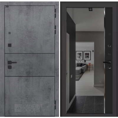 Входная дверь INFINITY с зеркалом Панорама с тонировкой - Черный кварц