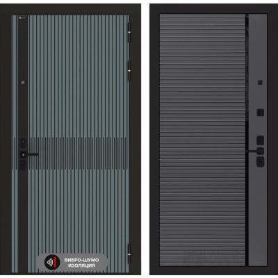 Входная дверь ISSIDA 22 - Графит софт, черная вставка