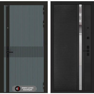 Входная дверь ISSIDA 31 - Черный кварц, зеркальная вставка с тонировкой