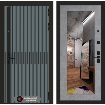 Входная дверь ISSIDA с зеркалом 18 - Бетон светлый