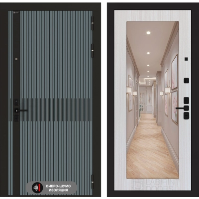 Входная дверь ISSIDA с зеркалом 18 - Сандал белый