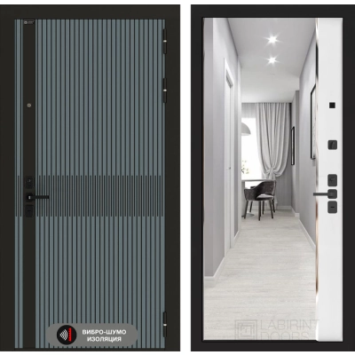 Входная дверь ISSIDA с зеркалом Панорама - Белый софт