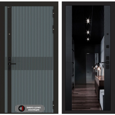 Входная дверь ISSIDA с Зеркалом тонированным Максимум - Черный кварц