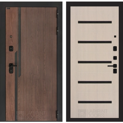 Входная дверь KARMINA 01 - Беленый дуб, стекло черное