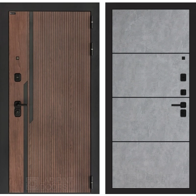 Входная дверь KARMINA 25 - Бетон светлый, черный молдинг