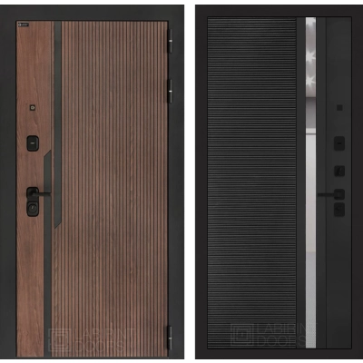 Входная дверь KARMINA 31 - Черный кварц, зеркальная вставка с тонировкой