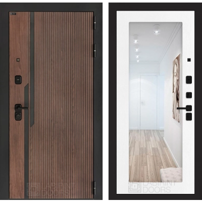 Входная дверь KARMINA с Зеркалом 18 - Белое дерево