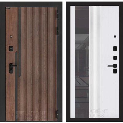 Входная дверь KARMINA с Зеркалом 32 тонированным - Белый рельеф софт