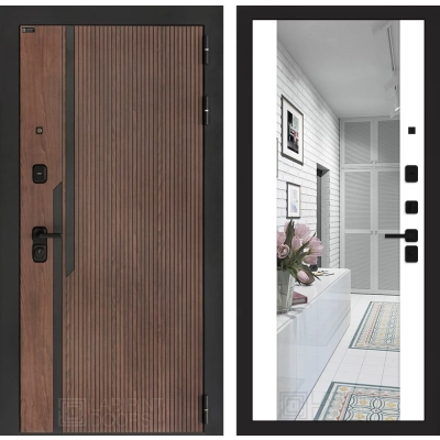 Входная дверь KARMINA с Зеркалом Максимум - Белый софт