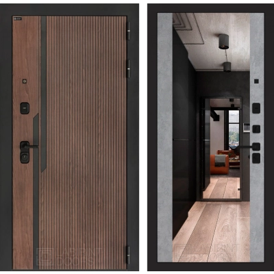 Входная дверь KARMINA с Зеркалом Максимум - Бетон светлый