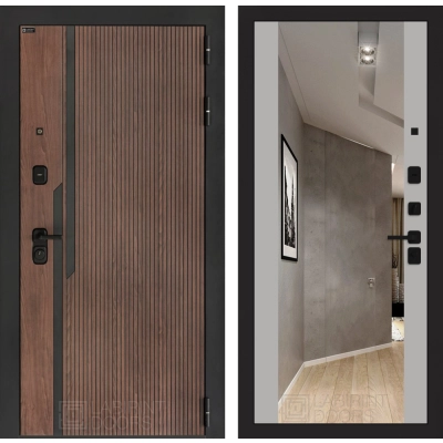 Входная дверь KARMINA с Зеркалом Максимум - Грей софт