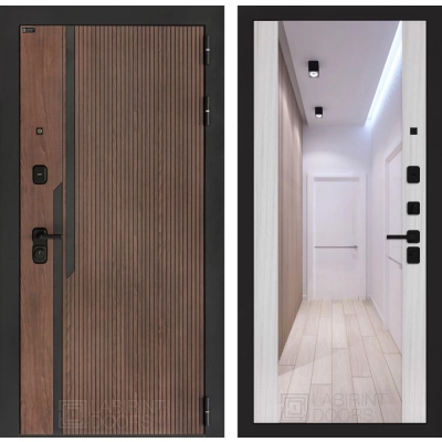 Входная дверь KARMINA с Зеркалом Максимум - Сандал белый