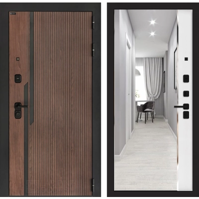 Входная дверь KARMINA с зеркалом Панорама - Белый софт