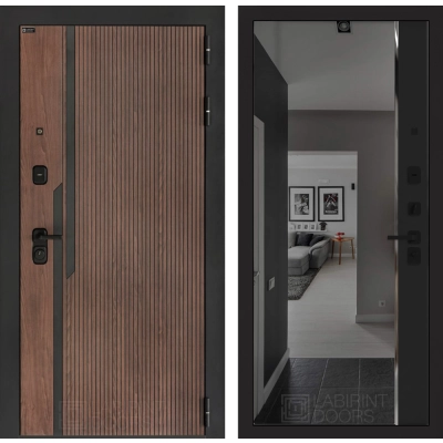 Входная дверь KARMINA с зеркалом Панорама с тонировкой - Черный кварц