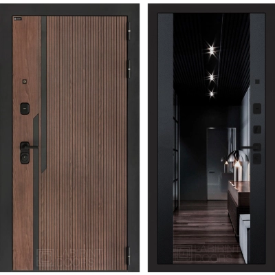 Входная дверь KARMINA с Зеркалом тонированным Максимум - Черный кварц