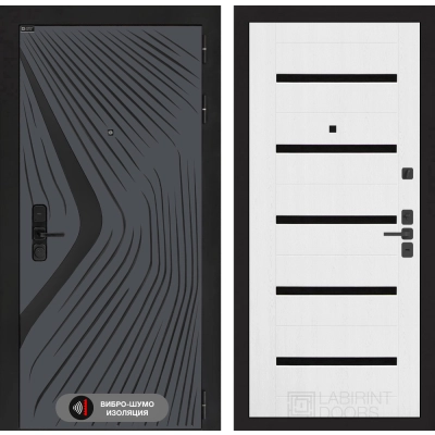 Входная дверь LEOLAB 01 - Белое дерево, стекло черное
