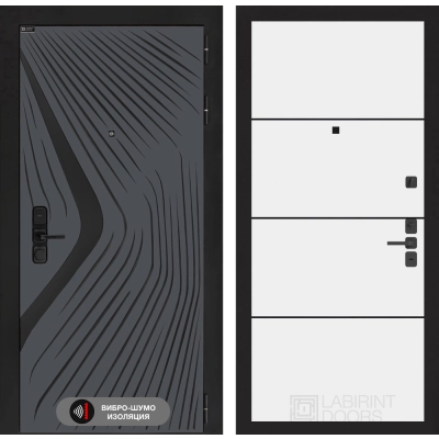 Входная дверь LEOLAB 25 - Белый софт, черный молдинг