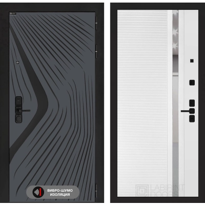 Входная дверь LEOLAB 31 - Белый софт, зеркальная вставка с тонировкой