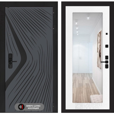 Входная дверь LEOLAB с зеркалом 18 - Белое дерево