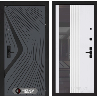 Входная дверь LEOLAB с Зеркалом 32 тонированным - Белый рельеф софт