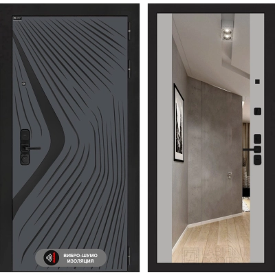 Входная дверь LEOLAB с Зеркалом Максимум - Грей софт