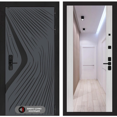 Входная дверь LEOLAB с Зеркалом Максимум - Сандал белый