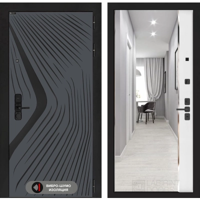 Входная дверь LEOLAB с зеркалом Панорама - Белый софт