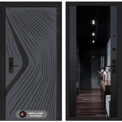 Входная дверь LEOLAB с Зеркалом тонированным Максимум - Черный кварц