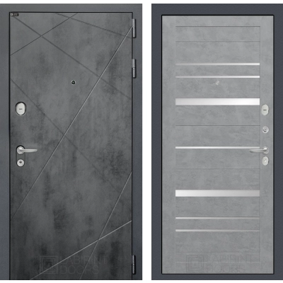 Входная дверь LOFT 20 - Бетон светлый, зеркальные вставки