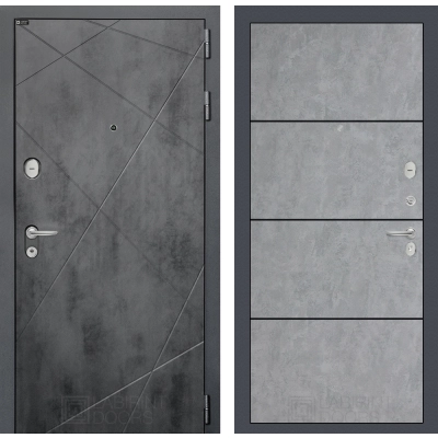 Входная дверь LOFT 25 - Бетон светлый, черный молдинг