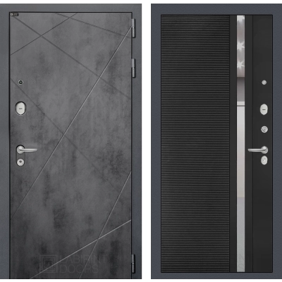 Входная дверь LOFT 31 - Черный кварц, зеркальная вставка с тонировкой