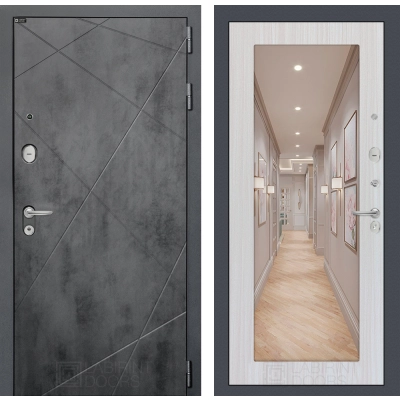 Входная дверь LOFT с Зеркалом 18 - Сандал белый