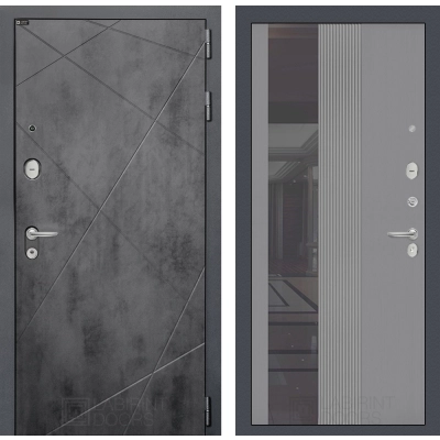 Входная дверь LOFT с Зеркалом 32 тонированным - Серый рельеф софт
