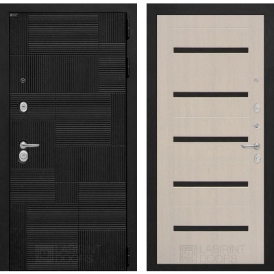 Входная дверь PAZL 01 - Беленый дуб, стекло черное